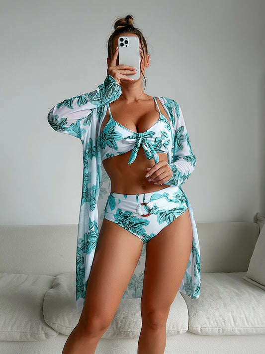 ✨【Reducere 50%】【S-XL】👙 Costum de baie din trei piese nou la modă, potrivit pentru vacanță, mai multe culori disponibile