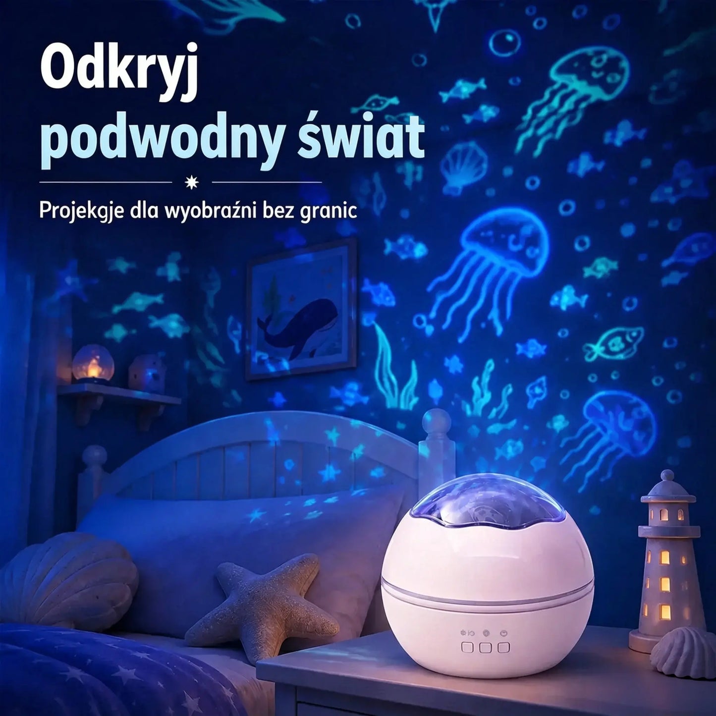 🌠✨Projektor gwiazd na niebie, lampka nocna, obrotowa lampa LED🎁