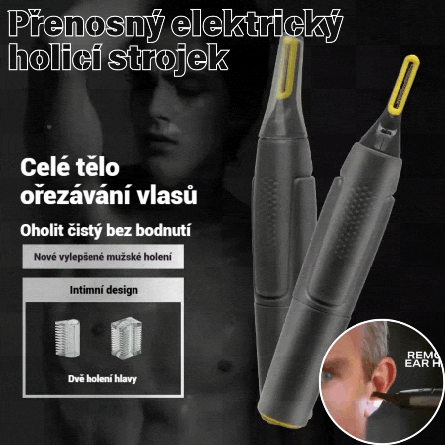 👨🔥2026 novinka🔥 Pánsky elektrický zastrihávač chĺpkov v nose⚡ Dobíjací mini prenosný ✂️ 3 v 1 pre obočie a kotlety, bezpečný a šetrný k pokožke✅