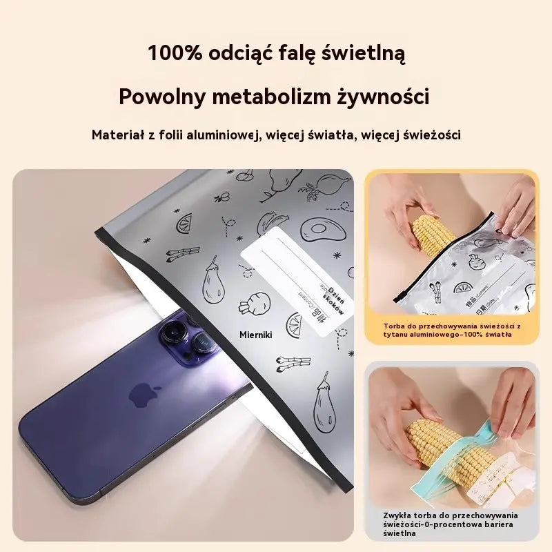 🥩【60 sztuk】Aluminiowa torba spożywcza z zamknięciem strunowym, zapewniająca świeżość i możliwość przechowywania w lodówce w gospodarstwie domowym
