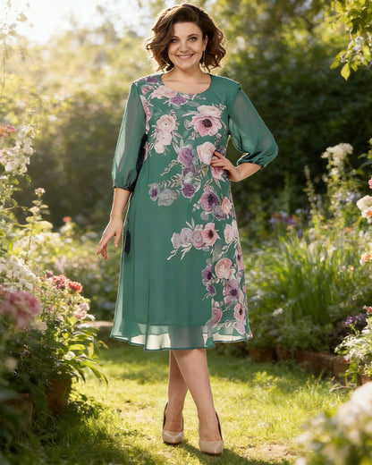 🔥Hit Sprzedaży 【Rabat 50%】 💥💕【S-5XL】Elegancka wiosenna sukienka z szyfonu z kwiatowym nadrukiem 2026🌷