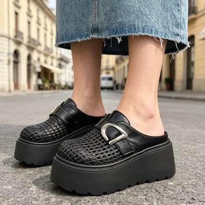 🔥Hit Sprzedaży 【Rabat 50%】✨【35-40】Letnie buty na wysokiej platformie. Przewiewny wzór tkany, styl retro i nowoczesny