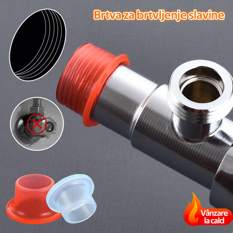 🏠♻️🔌【100 komada】Brzo brtvljenje otporno na visoke temperature za slavine i kutne ventile s 4-točkovnim silikonskim sučeljem, bez potrebe za teflonom, s brtvom.