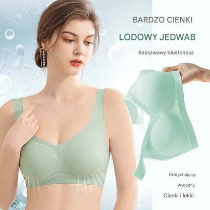🔥 【Rabat 50%】 ✨ 【Zestaw 3 sztuk】【40–120 kg】Biustonosz push-up z lodowego jedwabiu 2026 – bezszwowy, lekki i przewiewny