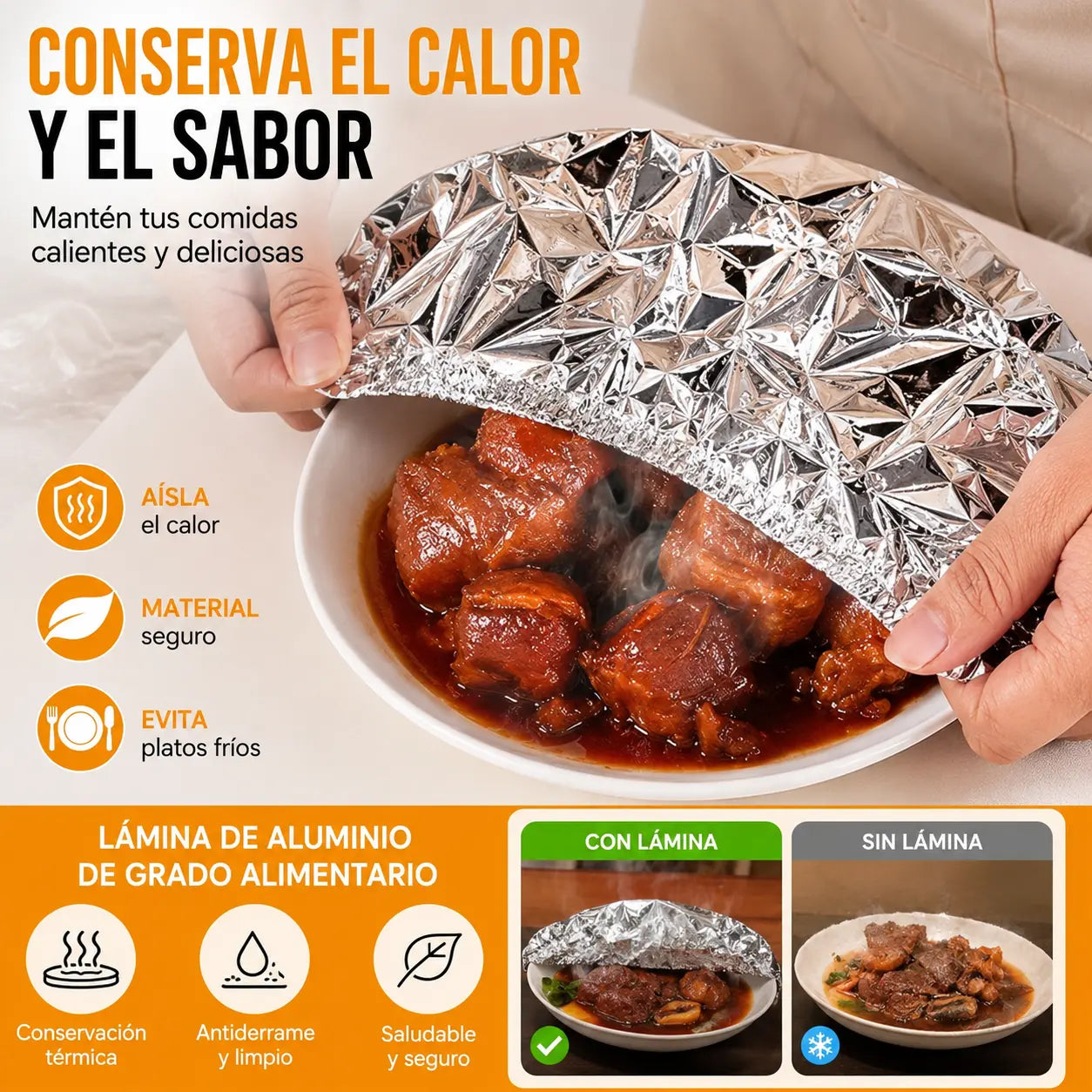 🔥Compra 50 y llévate 50 gratis🔥【100piezas】🍎 Cubierta térmica de papel de aluminio apto para alimentos