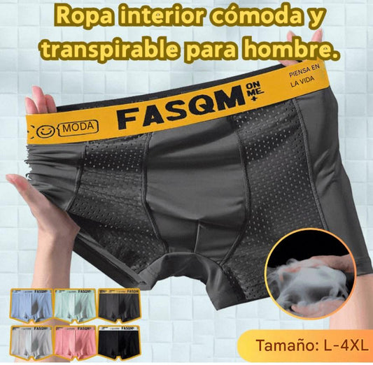 🩲💖【6 piezas por 34 euros】🌹【L-4XL】Calzoncillos bóxer de seda helada de malla transpirable para hombre, súper antibacterianos, tacto agradable en la piel