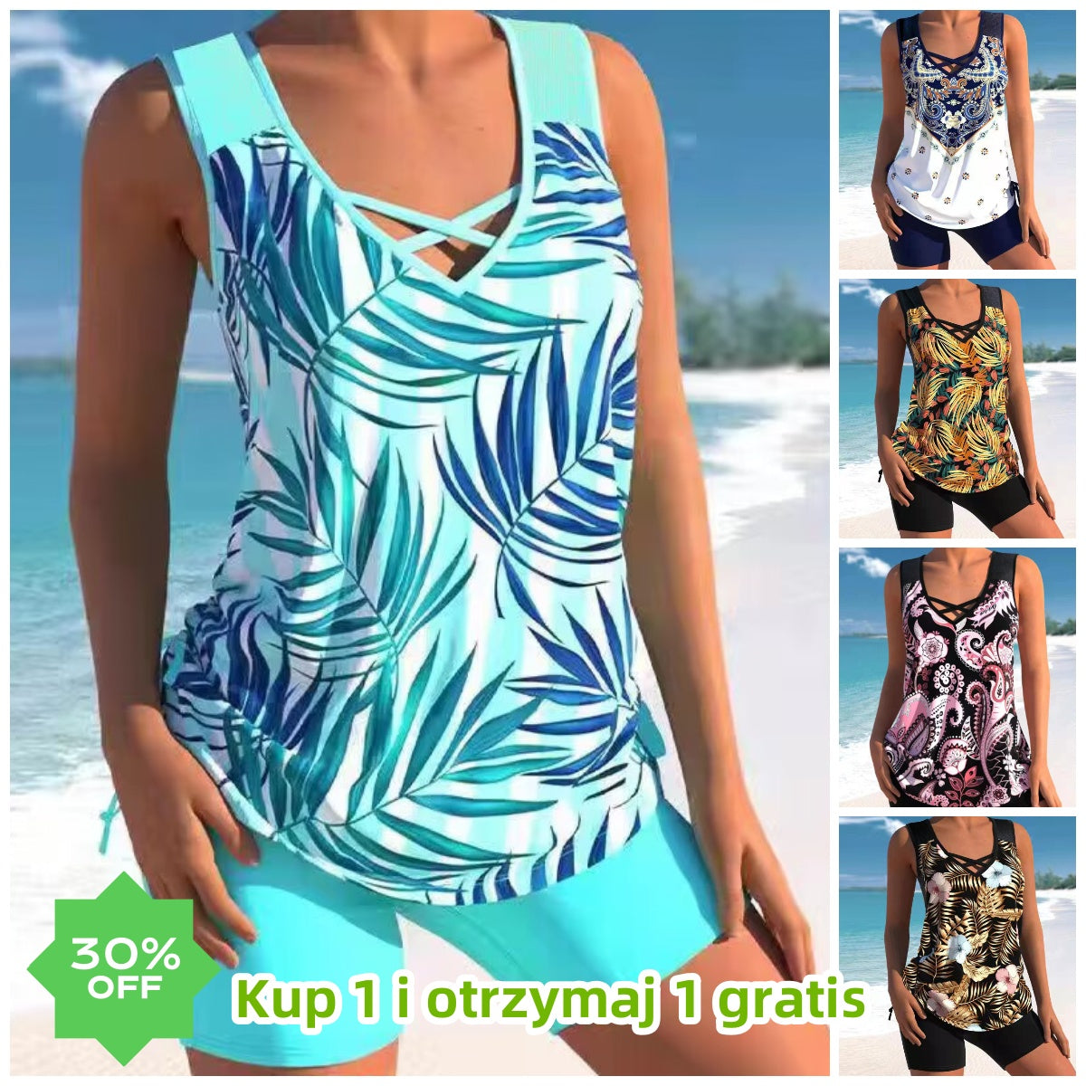 🩱🔥【Oferta ograniczona czasowo】【S-5XL】🩱Dwuczęściowy kostium kąpielowy z nadrukiem etnicznym – wygodny i stylowy, idealny wybór na lato🌊🌴