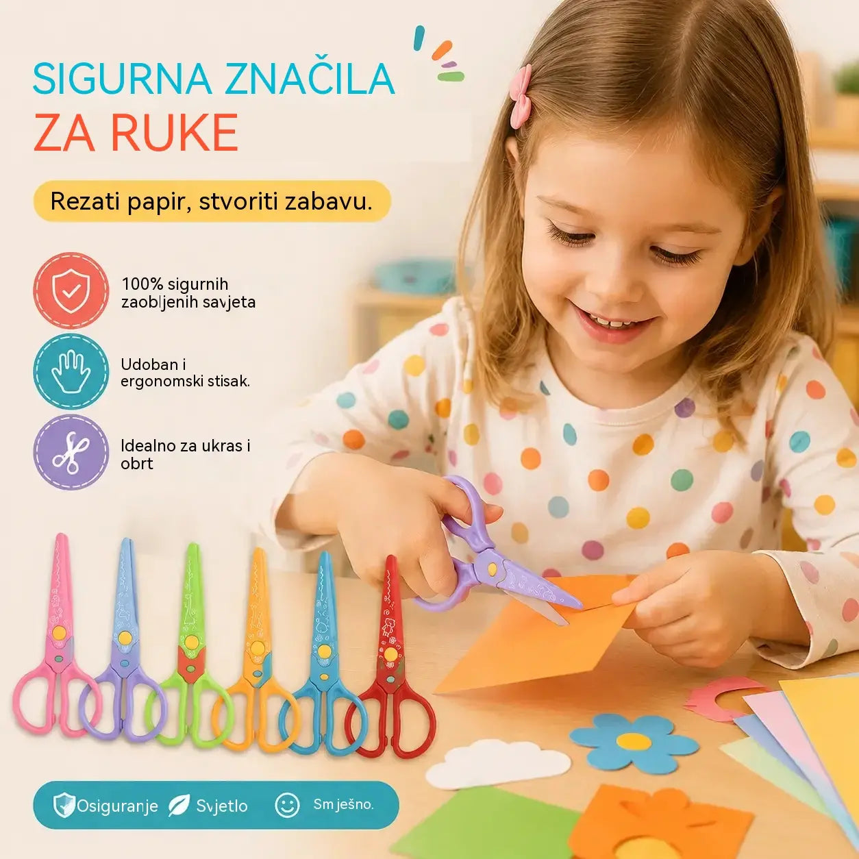 🥰【6 komada - 6 različitih oblika】Samo 23 eura✂️🌈Sigurnosne škare za djecu (za DIY konstrukcije)