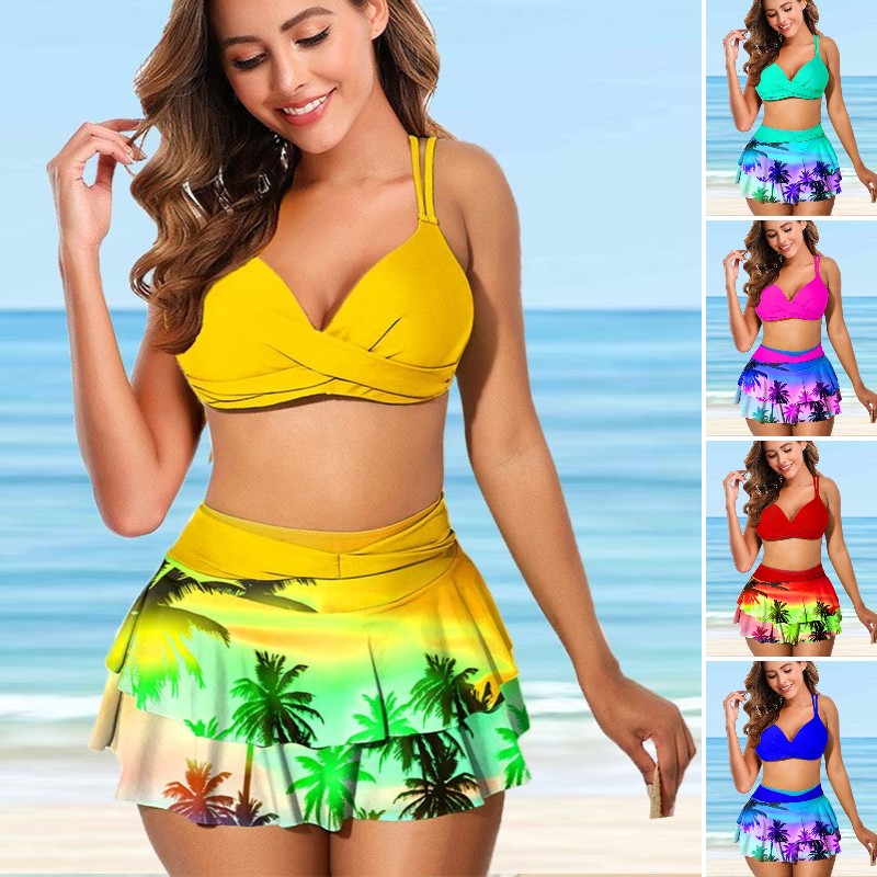 🔥👙 Nowy zestaw stroju kąpielowego z nadrukiem palm (kokosowych)