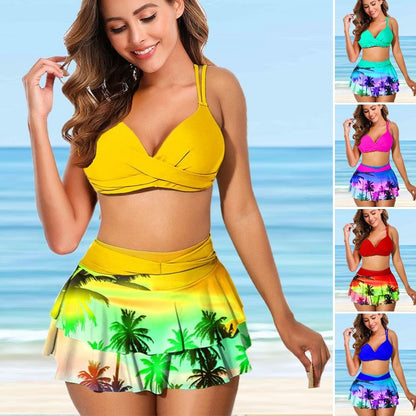 🔥👙 Nowy zestaw stroju kąpielowego z nadrukiem palm (kokosowych)