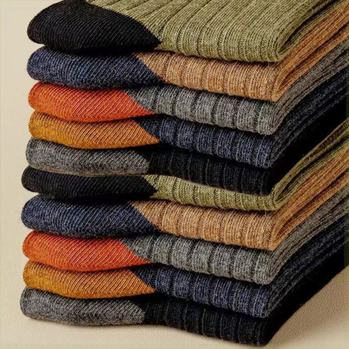 【10 pari】【38-47】Nove muške pletene tople čarape s retro blokovima boja