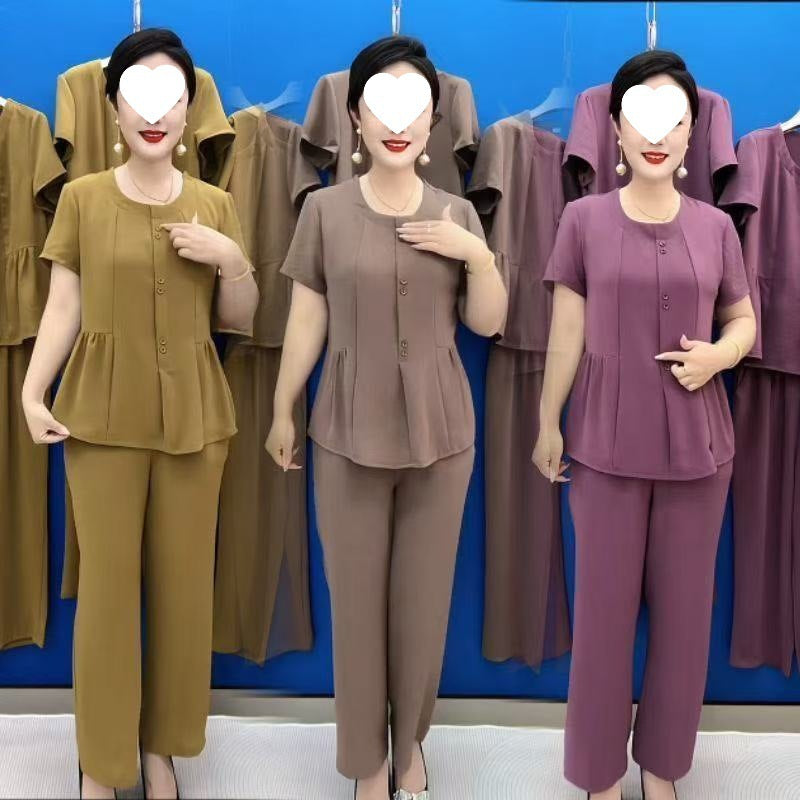 😍🌹【Top + nohavice】 (M–4XL) Každodenný a pohodlný set, tvarujúci a štýlový, vo veľkých veľkostiach, moderný.
