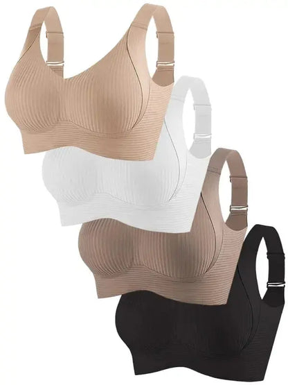 🧊【4 sztuki】🍃Damski biustonosz jednoczęściowy bez szwów i fiszbin, oddychający nie powodujący potu, waga 40–95 kg