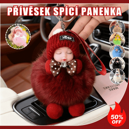 😴🧸🚗Kupte 3 a dostanete 3 zdarma🔥Přívěsek na auto ve tvaru spící panenky, kreslený přívěsek na klíče s motivem plyšové hračky.