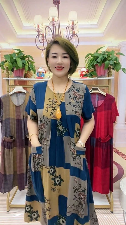 👗❤️【50-100 kg】2025 Rochie de călătorie în carouri, la modă lejeră Rochie confortabilă pentru mamă 3913319