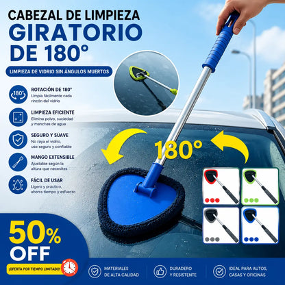 🎁【1 pieza de plástico triangular + 4 fundas de tela】Kit de limpieza de parabrisas de coche - extensible y giratorio 180°