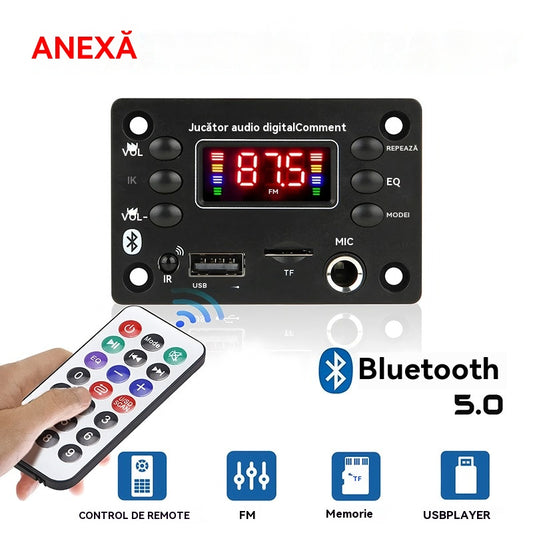 [Cumpărați unul și primiți unul gratis]🎵 Amplificator și decodor pentru difuzoare Bluetooth, cu telecomandă wireless, conexiune USB și funcție de înregistrare🎙️