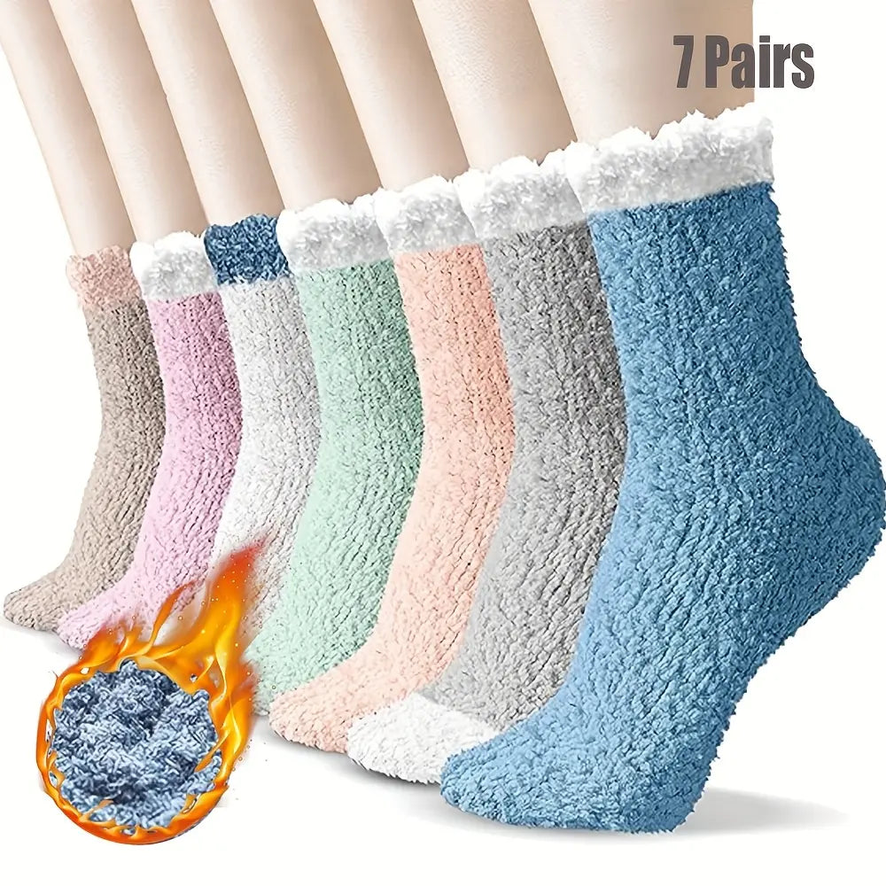 🔥📣【7 parova】🧦 Udobne ženske čarape s podstavom od flisa – tople zimske čarape