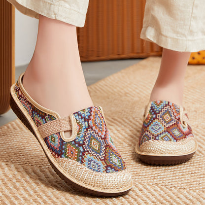💖【35-41】Papuci de damă cu talpă moale din in brodat