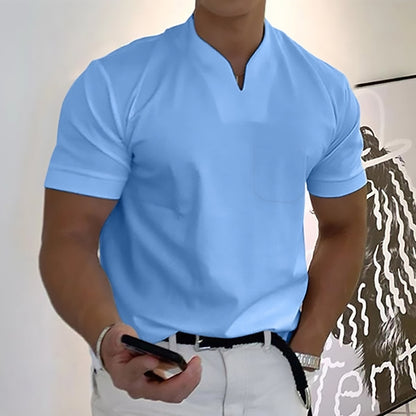 🔥✨【S-5XL】Primăvara 2025 Moda bărbați Respirabil Confort Fitness Tricouri sport de marime mari, tricouri polo cu decolteu în V
