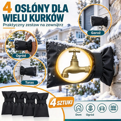 🧊【4 sztuki】🚰 Osłona na zewnętrzny kran ogrodowy | Gruba izolacja termiczna i wodoodporność | Ochrona przed mrozem w ogrodzie i na tarasie ❄️