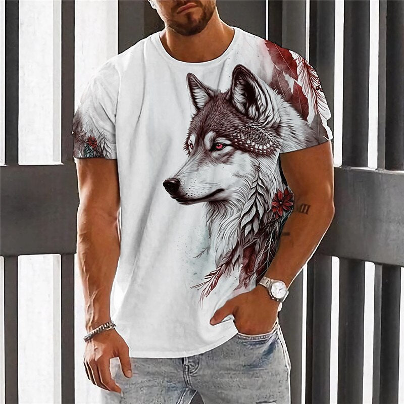 💥👕【M-6XL】🌹🏆Ljetni novi proizvod 2026. - Muška majica kratkih rukava s printom vukova - Pamuk ugodan za kožu, mekan i prozračan