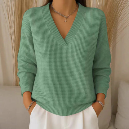 ✨💥【S-3XL】Novi ležeran pleteni top dugih rukava s uzorkom vafla