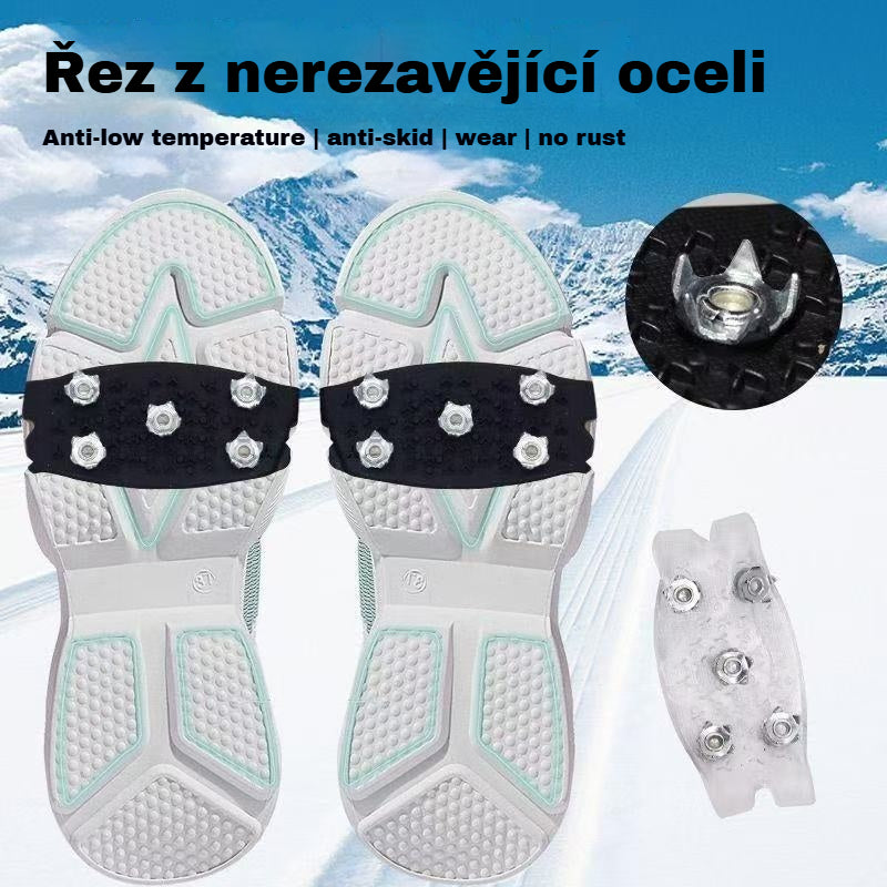 👴🚶🏔️【Dva seta (ukupno 4 komada)】🔥Nevidljive protuklizne kape za stopala s 5 zubaca, prozirne vanjske kape za planinarenje po snijegu, planinarenje, penjanje po stijenama, zimsku ledenu površinu, obavezni dio za starije osobe.