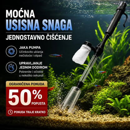 🐠Električni čistač podloge za akvarij s podesivom duljinom crijeva za jednostavno čišćenje - pogodno za sve akvarije🧹🐟
