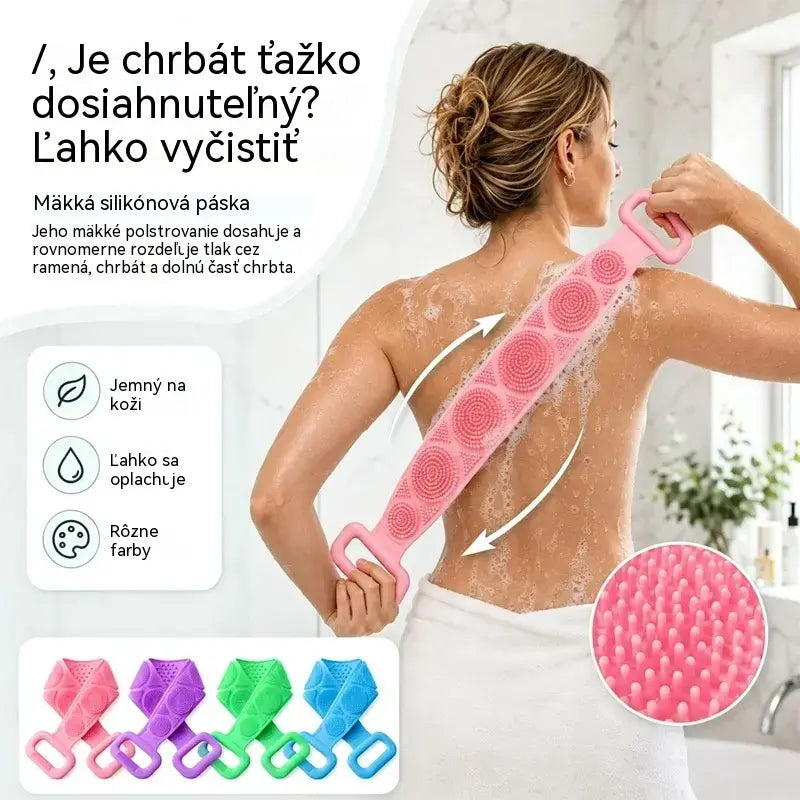 🔥Kúpte 1, získajte 1 zadarmo🔥🛁 Obojstranná silikónová rukavica do kúpeľa – extra dlhá telová drhnúca hubka pre jednoduché čistenie chrbta