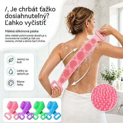 🔥Kúpte 1, získajte 1 zadarmo🔥🛁 Obojstranná silikónová rukavica do kúpeľa – extra dlhá telová drhnúca hubka pre jednoduché čistenie chrbta