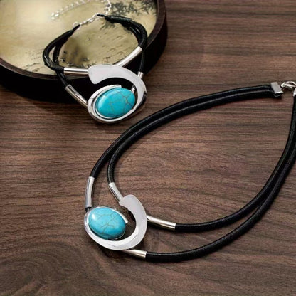 ✨🔥【50% OFF】Conjunto de collar y pulsera de piedras preciosas de estilo bohemio