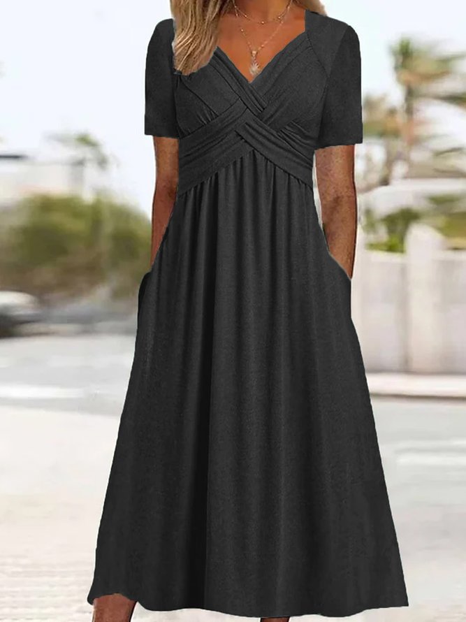 💟【Zľava 50%】【Kúp 1 a 1 zadarmo】【Veľkosti S-3XL】Jednofarebné ležérne midi šaty