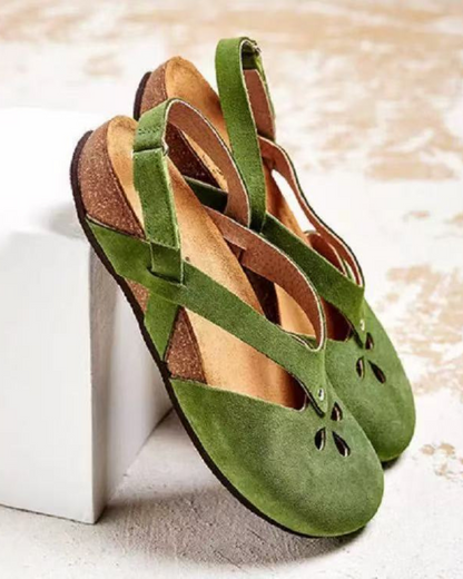 ✨✨【Obmedzená ponuka】【35–44】Dámske rekreačné kožené sandále 2025 ✅ Okrúhla špička ✅ Plochá podrážka