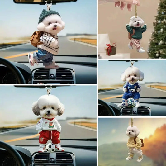 🐶[5 komada] Privjesak u obliku plišanog šteneta, akrilni privjesak za unutrašnjost automobila, ravni privjesak za retrovizor automobila, ukras