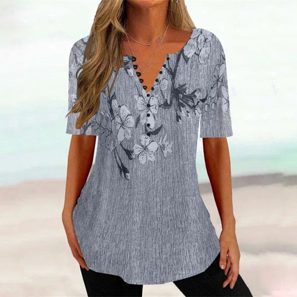 ✨🎉【Reducere fierbinte🔥】【S-5XL】 Cămașă casual pentru femei 2025, cu mânecă scurtă, cu decolteu în V