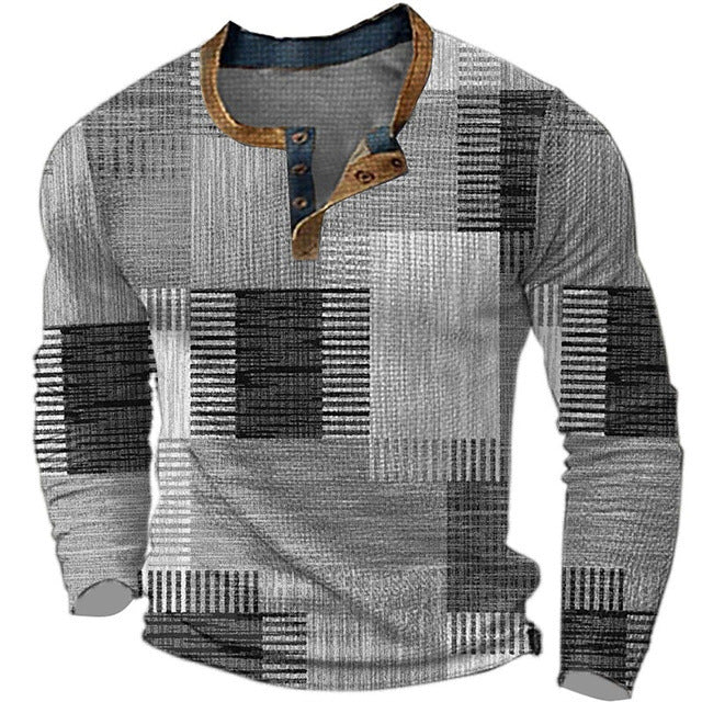 ✨👔50% de descuento en polos estampados de manga larga para hombre [S-4XL]