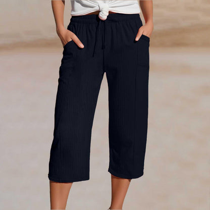 💖【40KG-100KG】👖👖Ženske jednobojne plisirane capri hlače od pamuka i lana - hladne i prozračne, laskaju obliku nogu, elegantne i ležerne