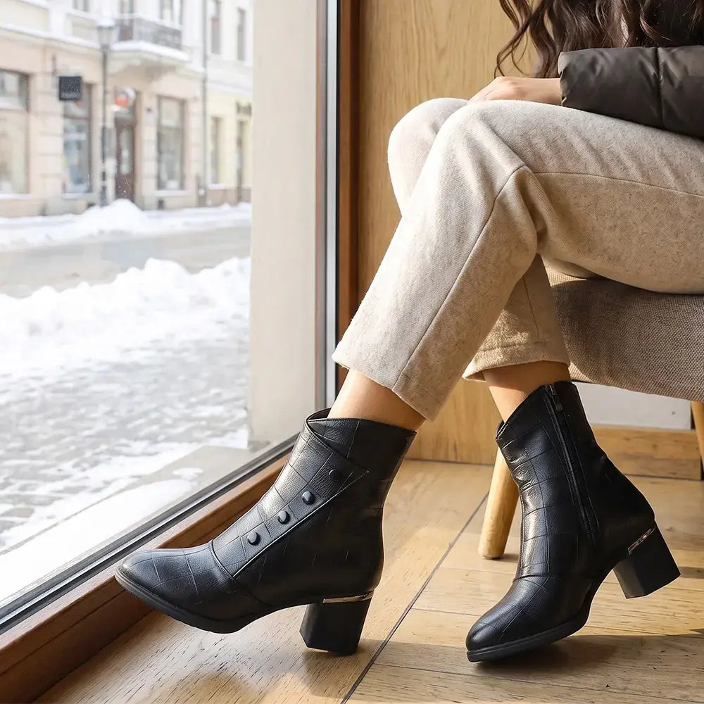 ❄️Elegantne zimske gležnjače sa srednje visokom potpeticom🤎