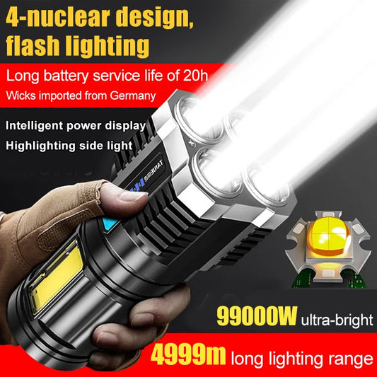 【Κορυφαίες πωλήσεις】 Επαναφορτιζόμενος φακός USB Four Eyes Glare--3634677