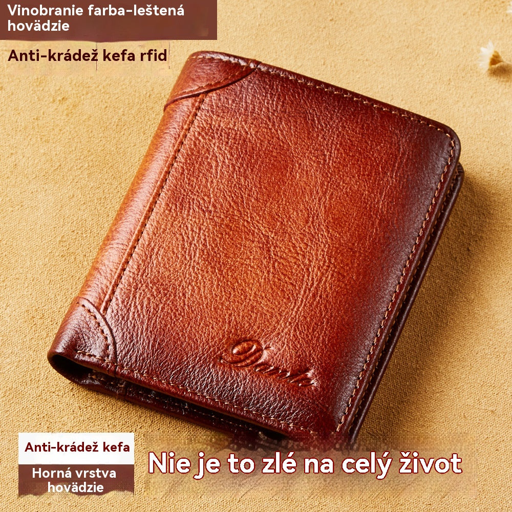 【50%OFF】 👝✨ Nová pánska peňaženka z pravej kože s ochranou proti krádeži