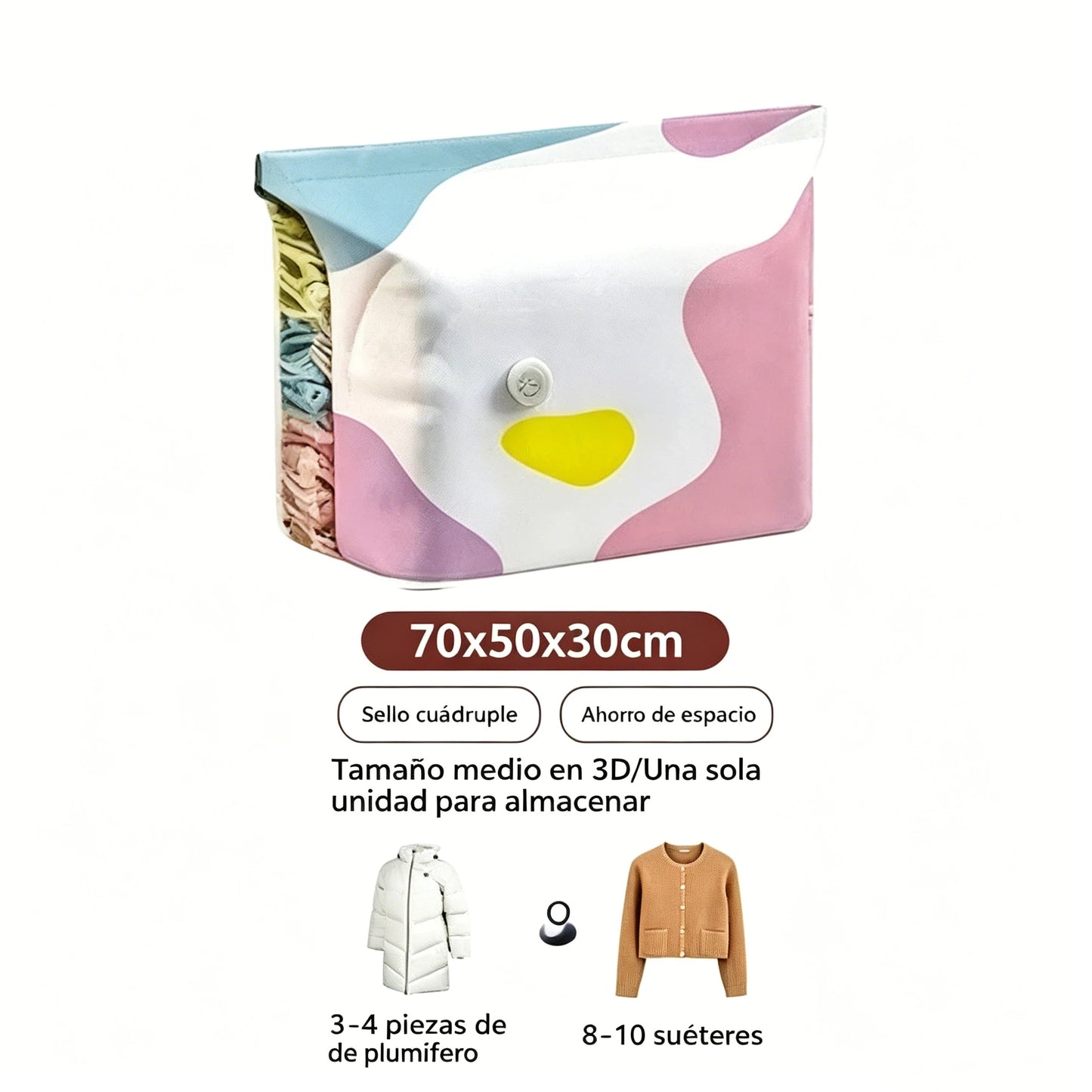 🧳【Juego de 5 piezas reforzado】💨 Bolsas de almacenamiento al vacío con compresión automática, reutilizables