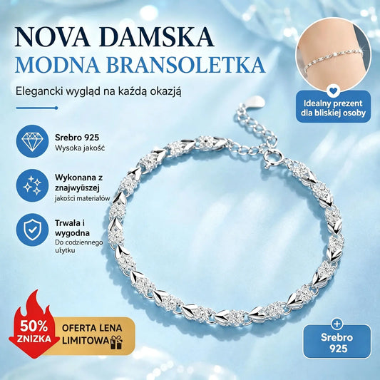😀👉【Kup jeden, otrzymaj jeden gratis】💖🍀Uwielbiam nową modną bransoletkę srebrną 925 z czterolistną koniczynką dla kobiet