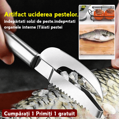 🍲🐟【Ofertă de 2 bucăți】 Cuțit multifuncțional din oțel inoxidabil pentru răzuire eficientă a solzilor de pește