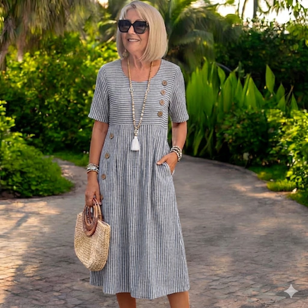 【S-2XL】Julia – Vestido midi a rayas ligero y vaporoso