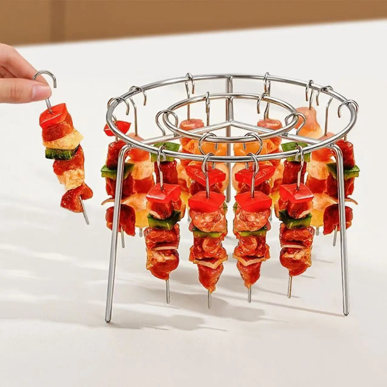 🔥【2 sztuki za 129 zł】✨Zdejmowalny grill do kebabów, okrągły wiszący grill ze stali nierdzewnej🍢