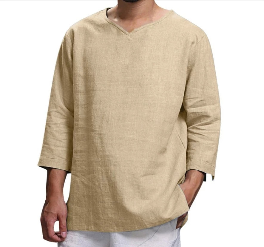 🌿【M-4XL】 Cămașă respirabilă pentru bărbați, din bumbac și in, de primăvară 2025 3916960