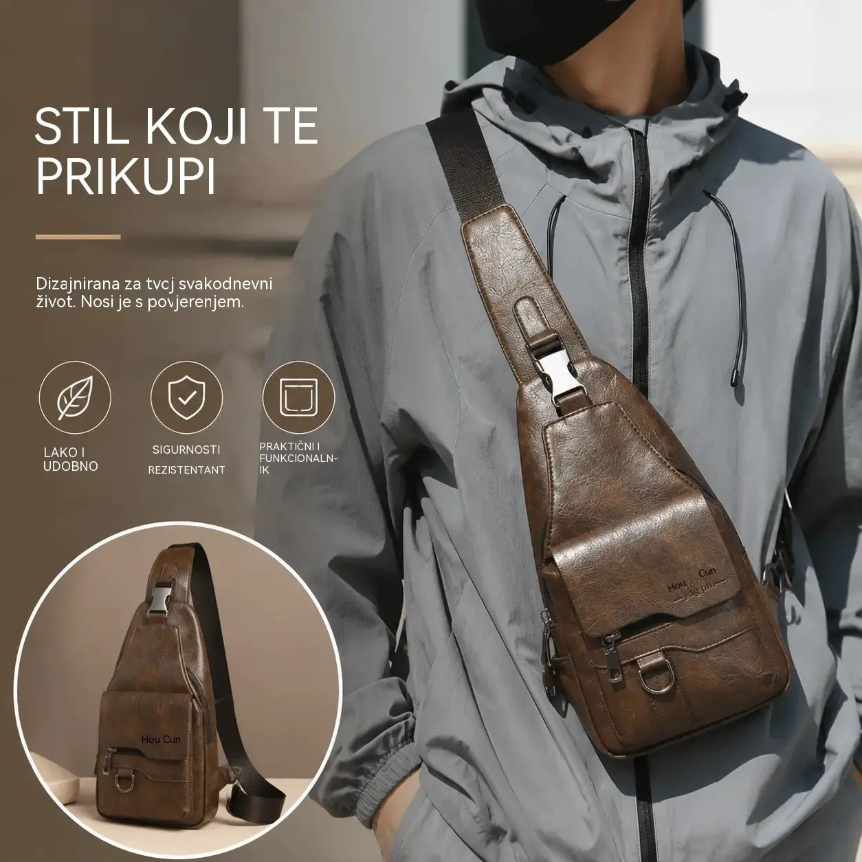 🎒 Vodootporna torba za rame od prave kože u retro stilu: neophodan predmet za svakodnevno putovanje na posao.