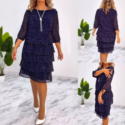 🥰【S-5XL】Nové elegantné bodkované voľné šifónové šaty z roku 2026, módne a pohodlné