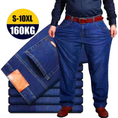 👖😎【50% zľava🔥】【S-10XL】😍 Pánske strečové džínsy pre väčšie veľkosti, ležérne nohavice so širokými nohavicami, nosnosť nad 160 kg